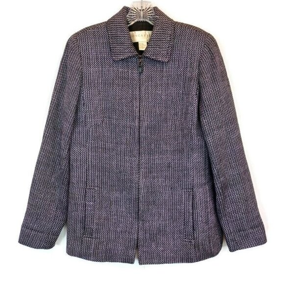 Doncaster Womens Sz 6 Silk Wool Purple Business Jacket Zip Front Pockets Career - Picture 3 of 13